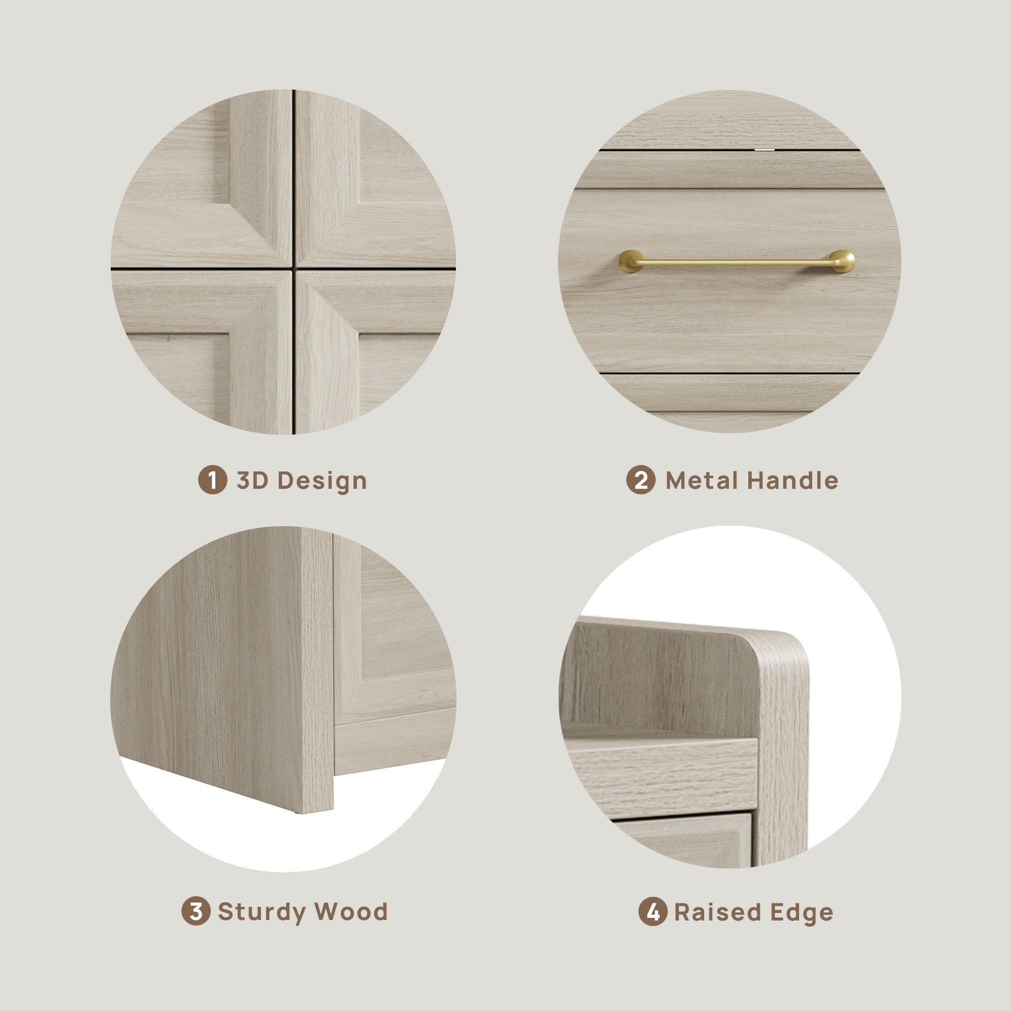 Helio 6-Drawer Dresser and Large Nightstands Set