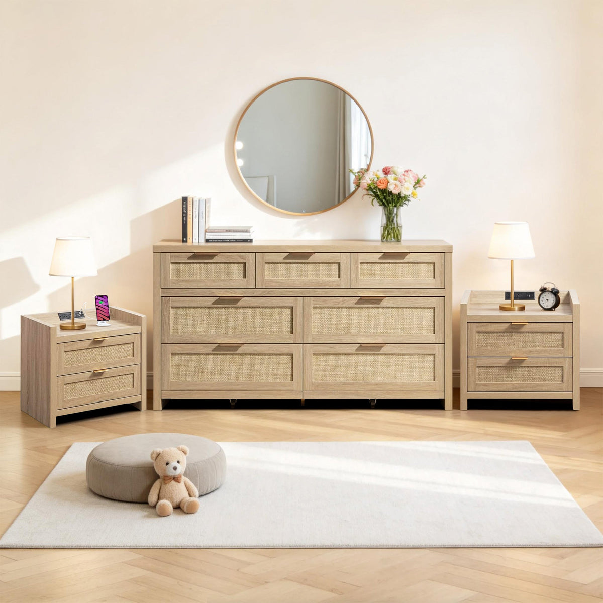 Savanna 7 Drawers Dresser and Nightstands Set