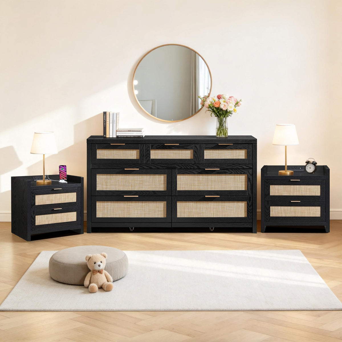 Savanna 7 Drawers Dresser and Nightstands Set
