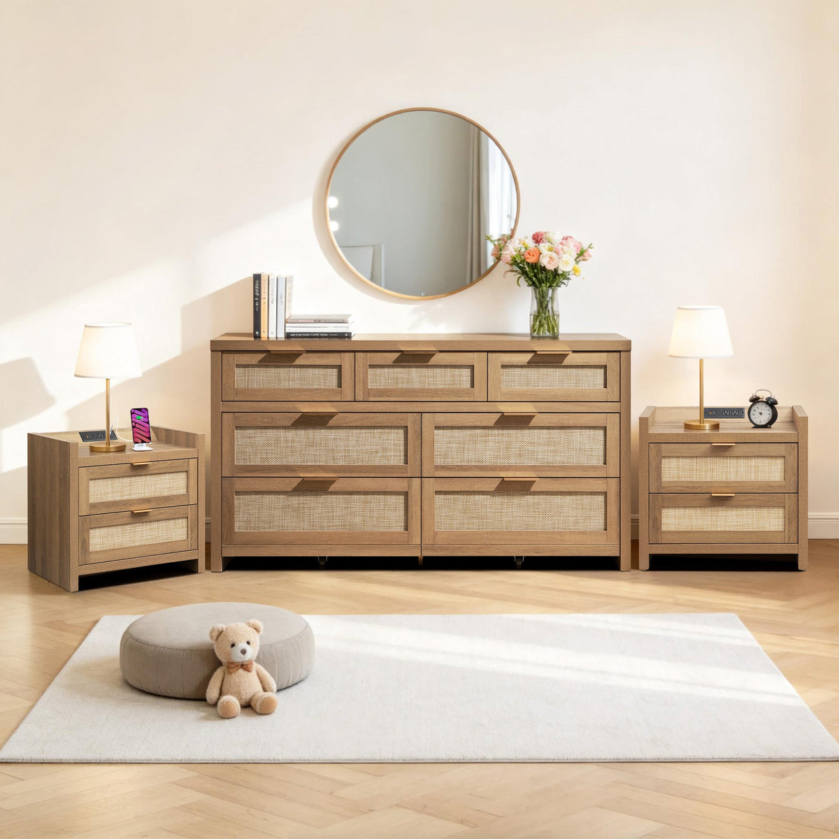 Savanna 7 Drawers Dresser and Nightstands Set
