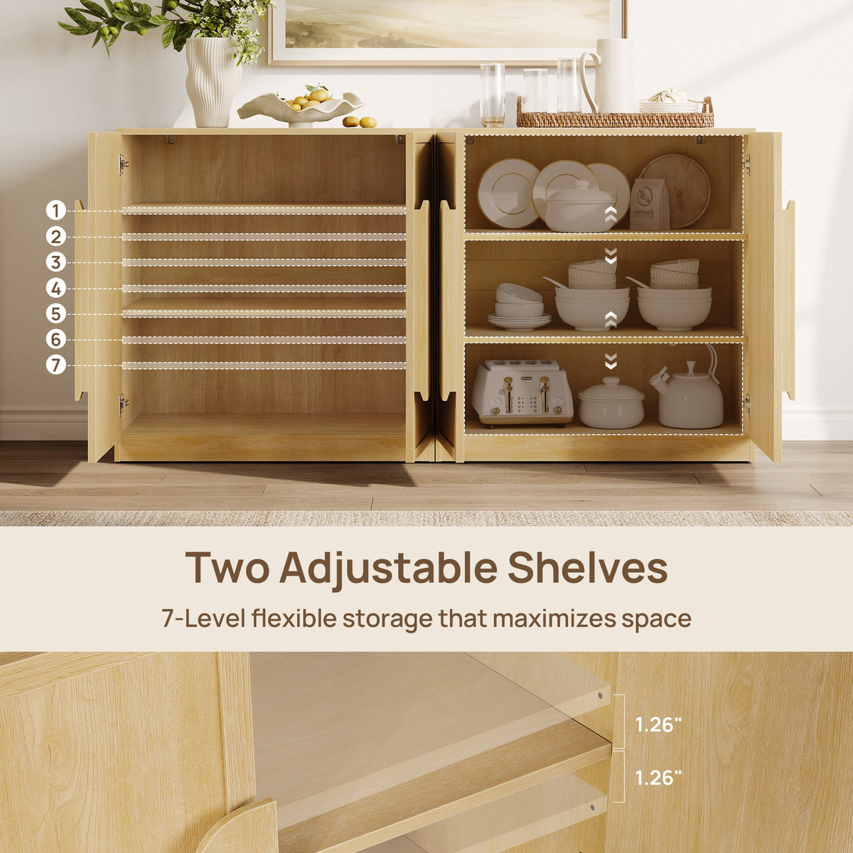 Arcus 2 Doors Sideboard Cabinet, Set of 3