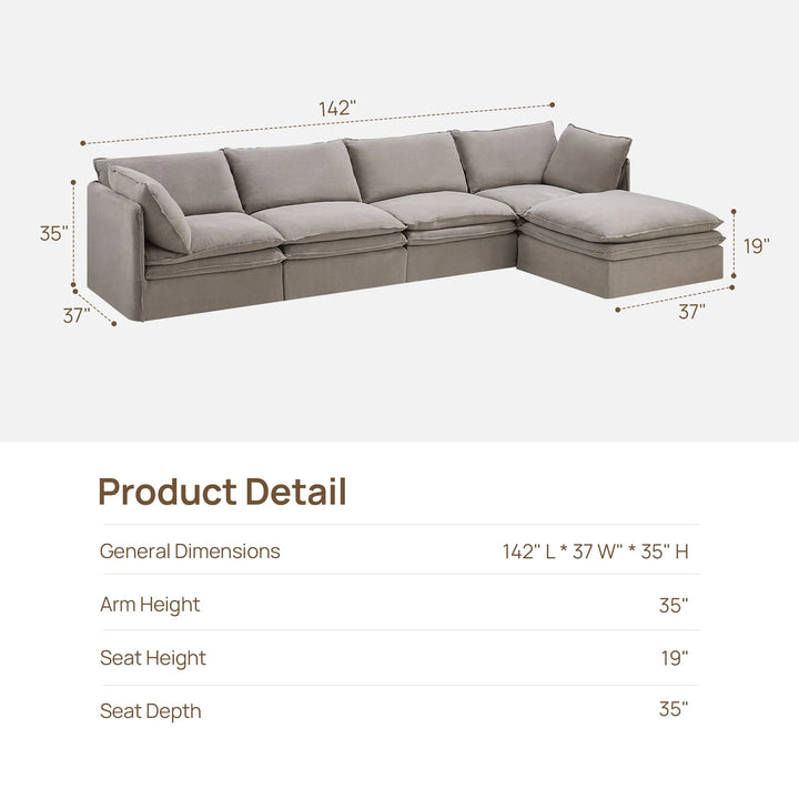 Eira Modular L-Shape Sofa, Deep Oversized Seat