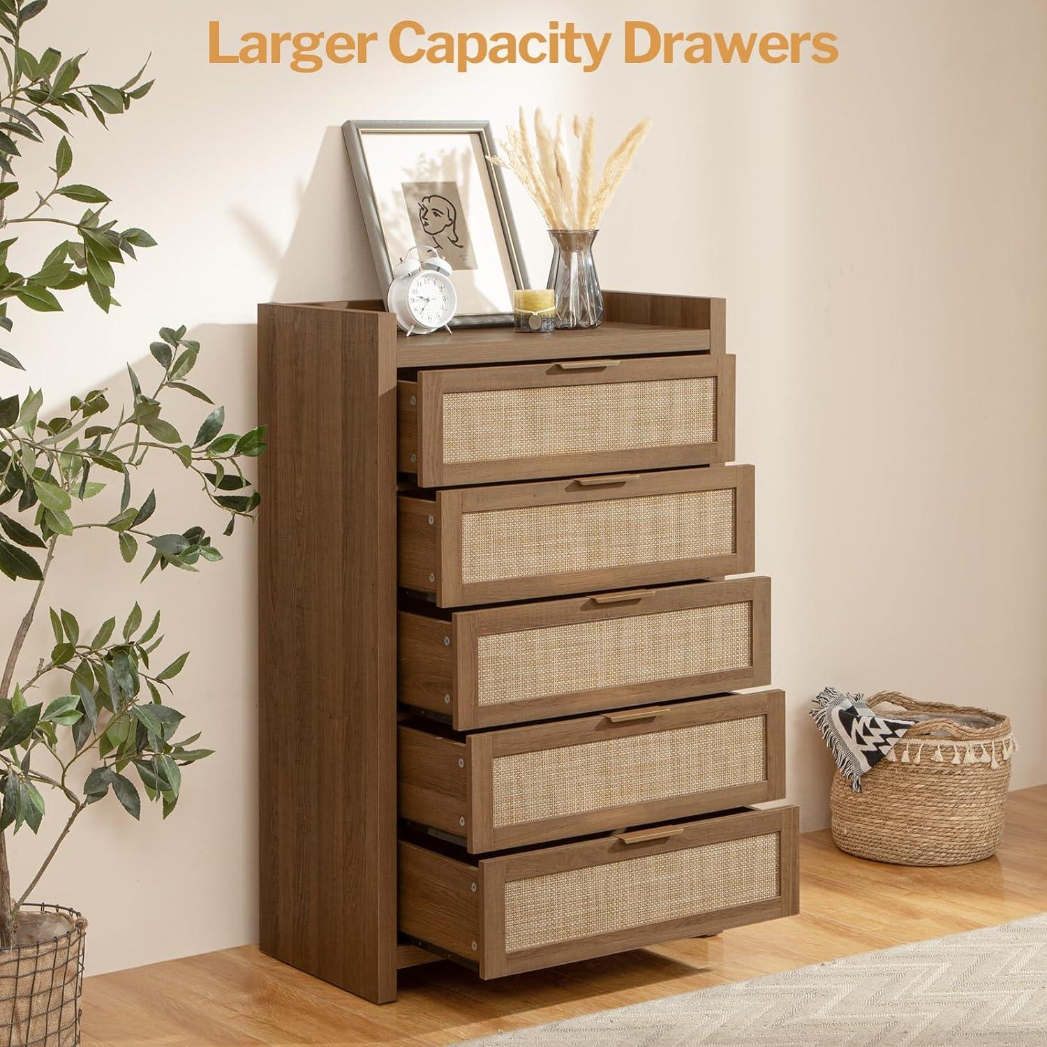 Savanna Rattan Dresser, 5 Drawers