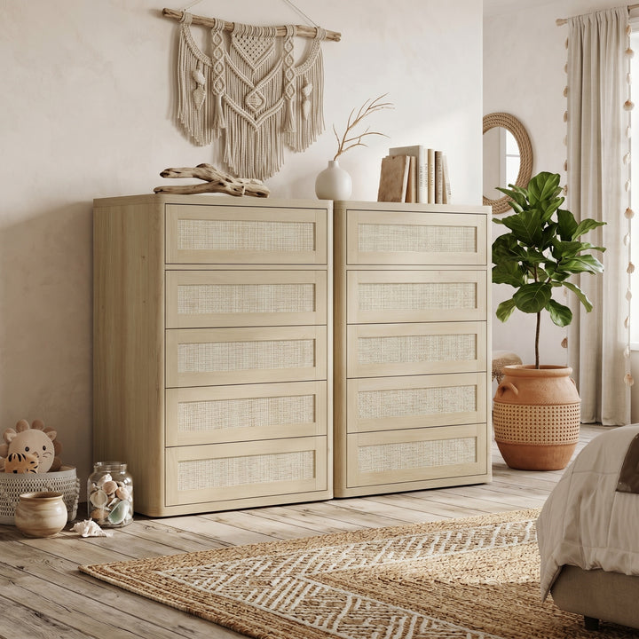 Zura Rattan Dresser, 5 Drawers