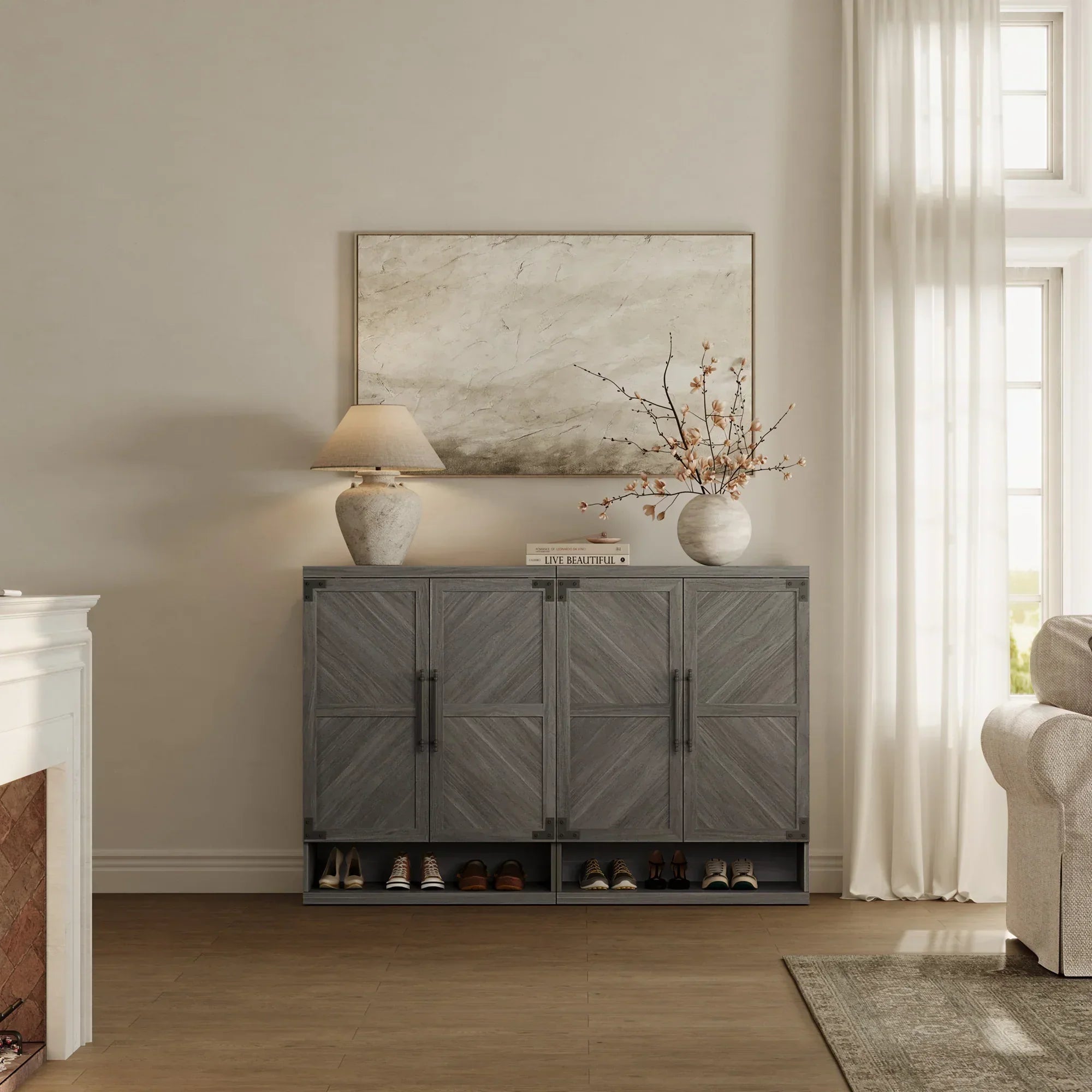 Willow Shoe Cabinet with 2 Doors for Entryway