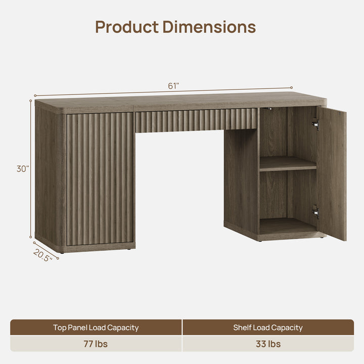 Cas 60Inch-Wide Office Desk, Large Storage