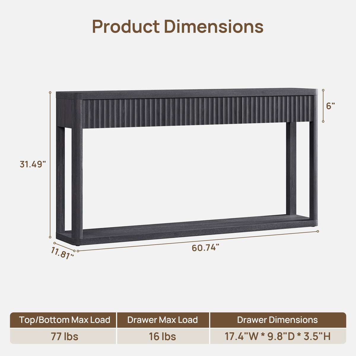 Cas Console Table with 3 Drawers Storage, Set of 2