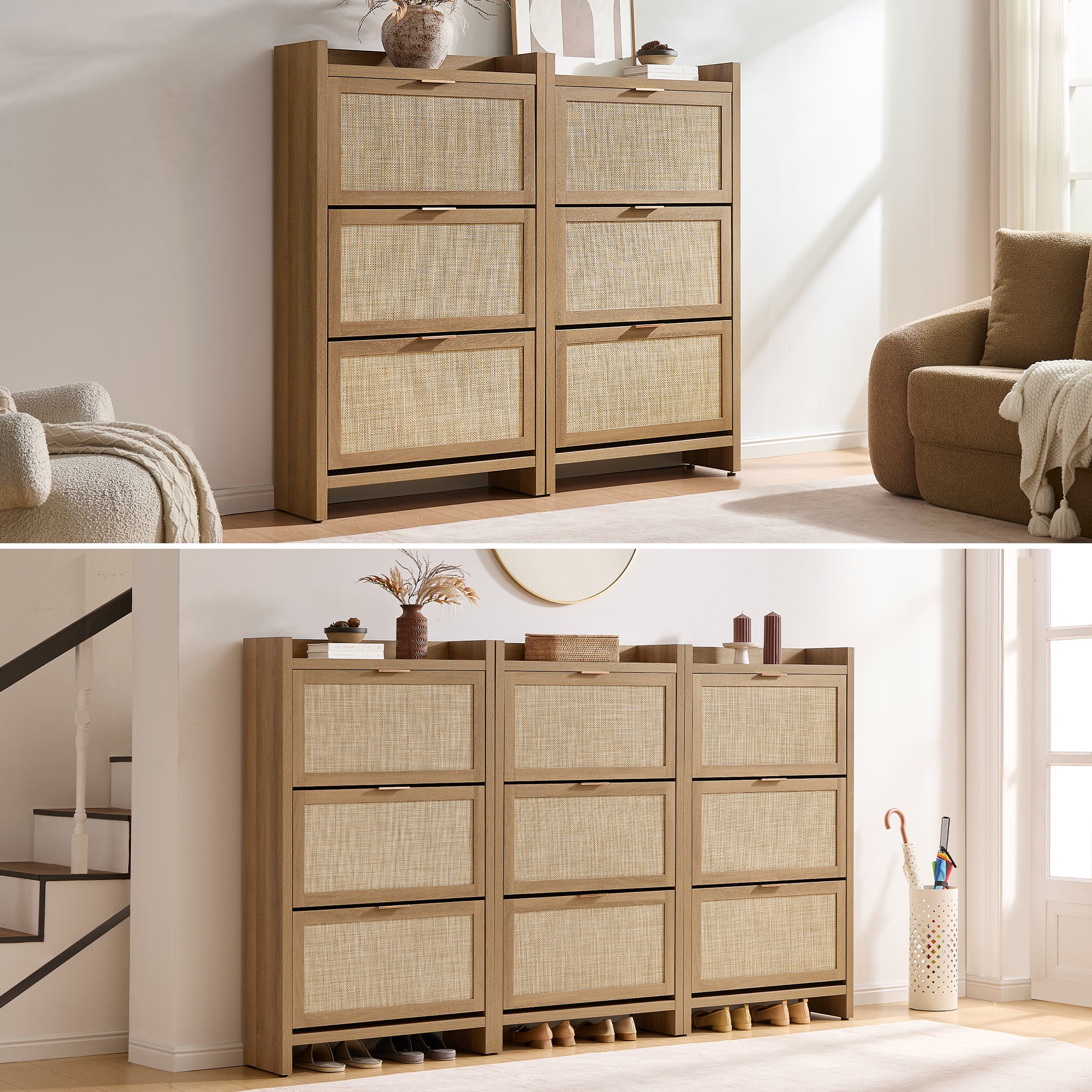 Savanna Flip Door Shoe Cabinet, 30 Pairs Shoes