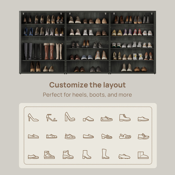 Zura Modular Shoe Cabinet with 6 Doors, 70 Pairs