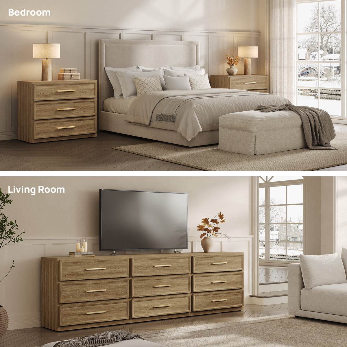 Crescent 31.3Inch Wide Nightstand with 3 Drawers