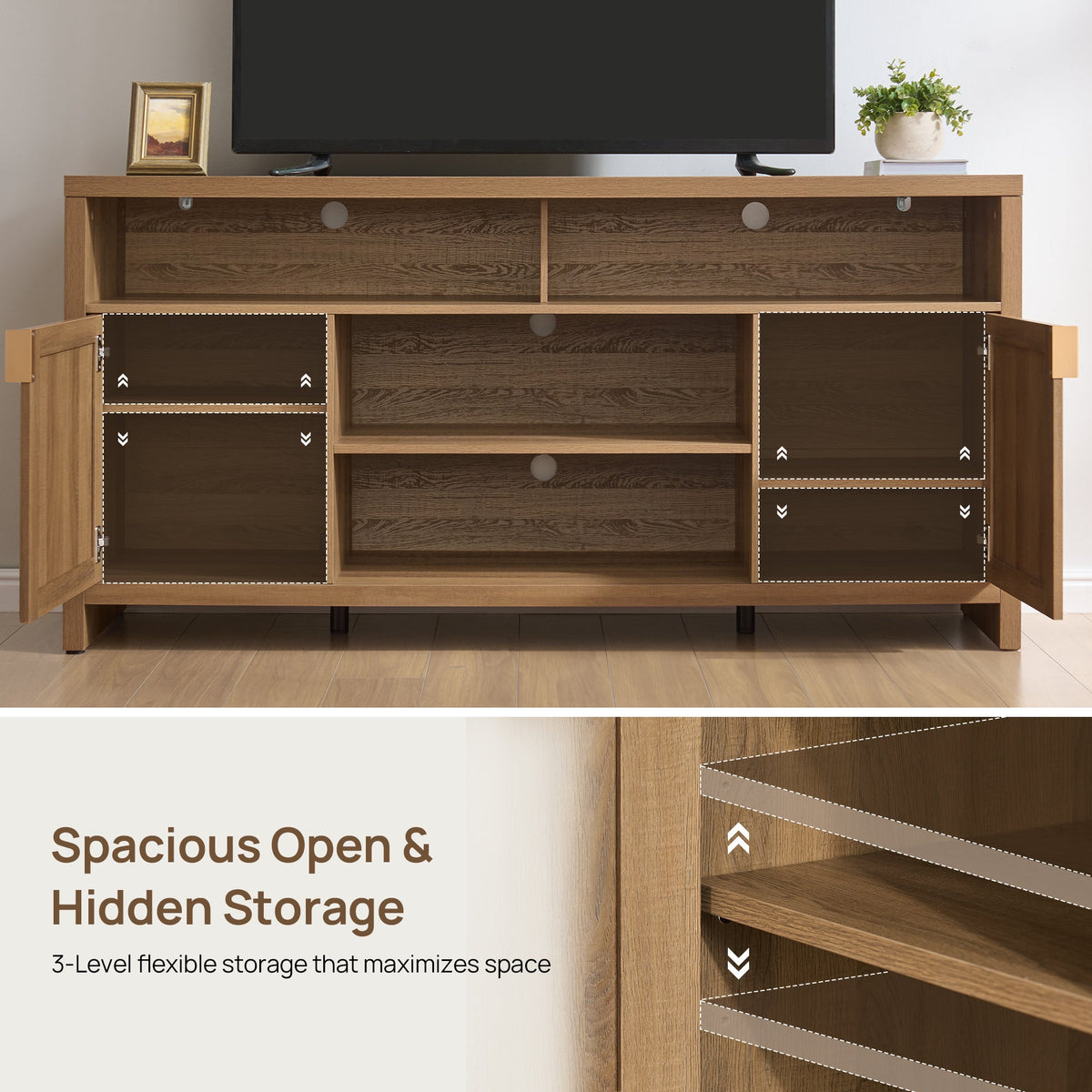 Savanna 65-Inch TV Stand, Flexible Storage, Set of 2