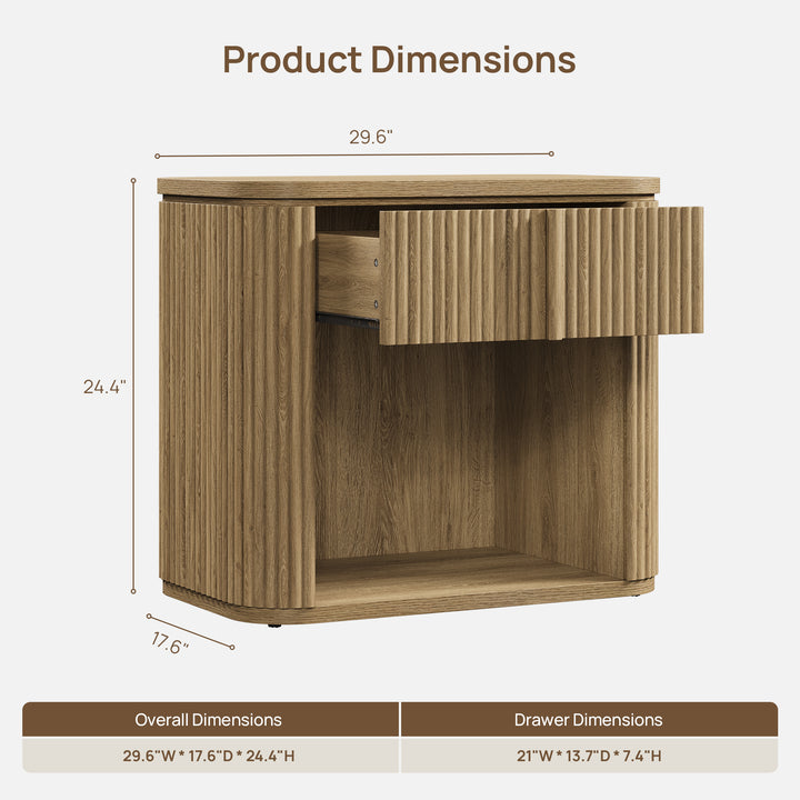 Ripple Nightstand with Drawer, Bedroom Storage