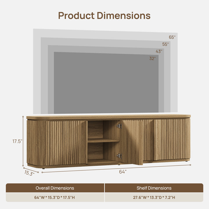 Ripple TV Stand for TV up to 65Inch, 4 Doors