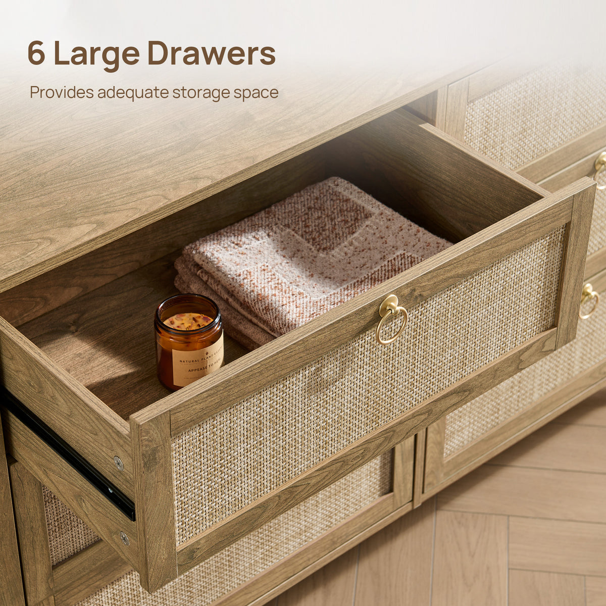 Terra 6-Drawer Dresser, Golden Handle