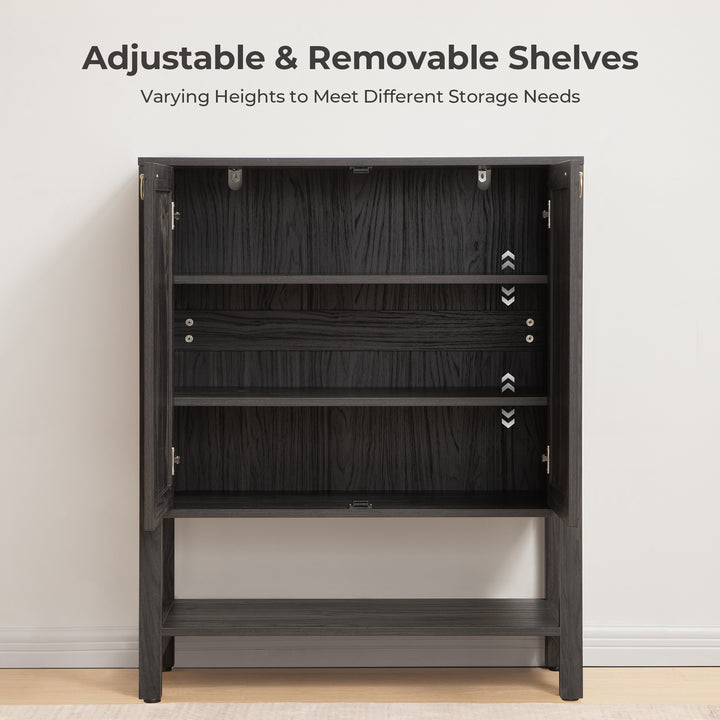 Terra Black Shoe Cabinet, 2 Doors, Set of 2