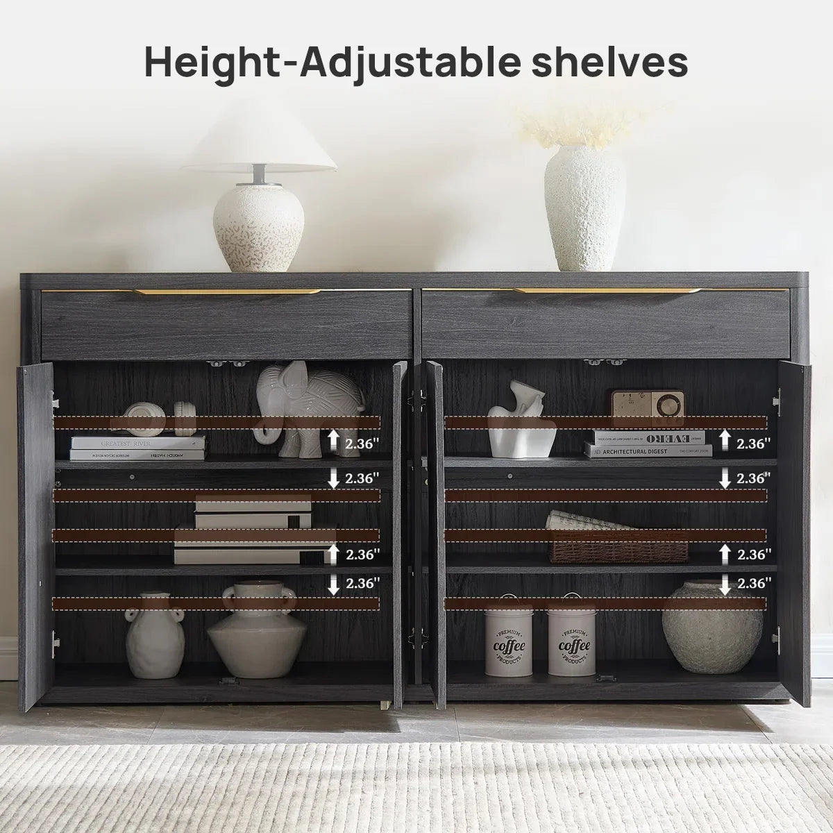 Cas Sideboard,4 Doors, Set of 2
