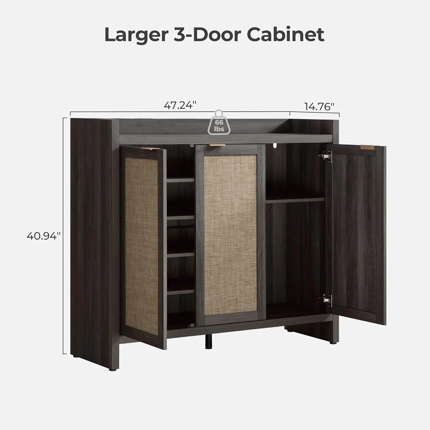 Savanna Black Shoe Cabinet, 30 Pairs Shoes