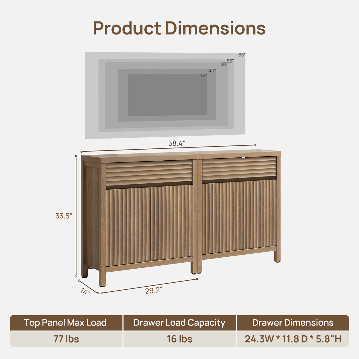 Prelude TV Console for 85'' TVs, Set of 2