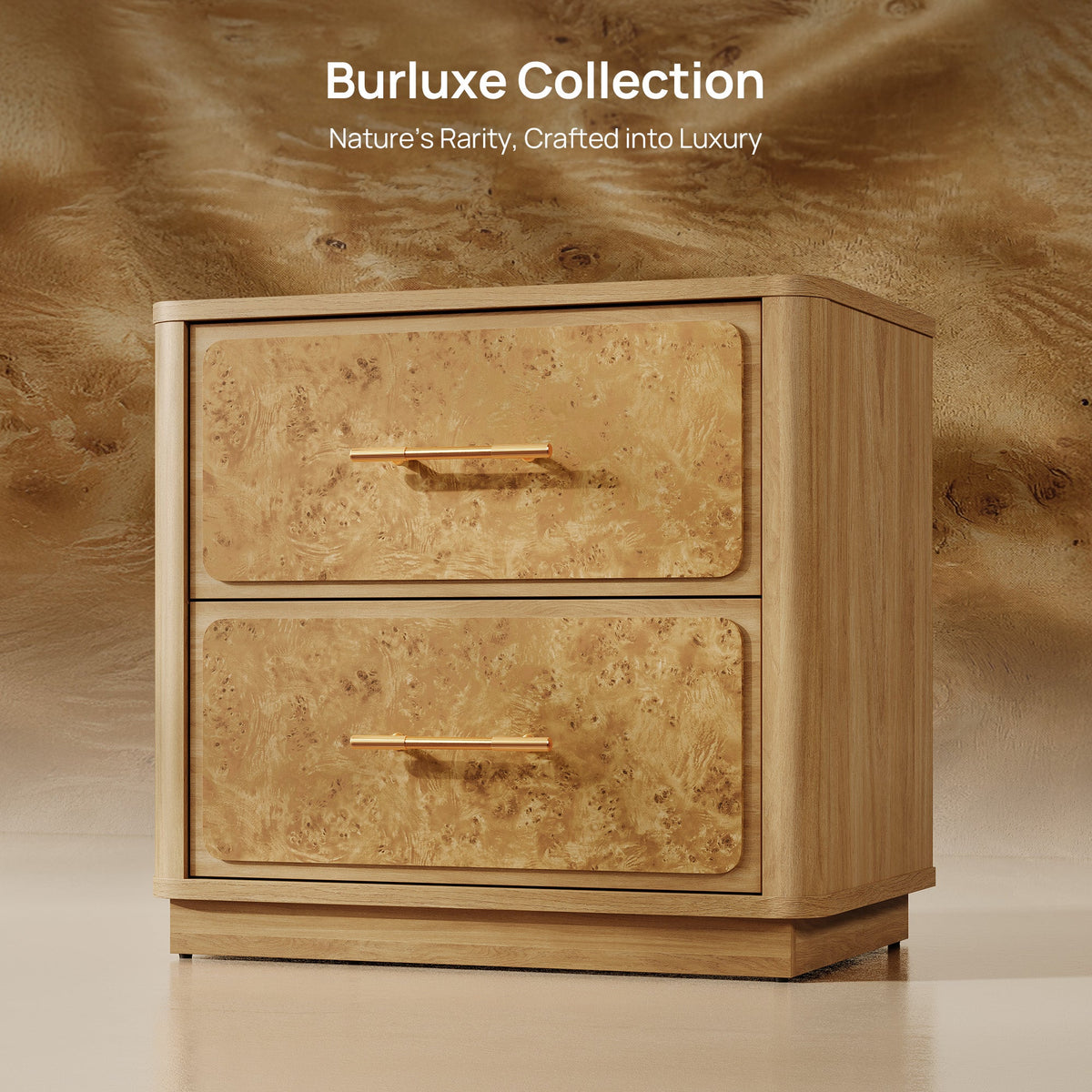 Burluxe 2 Drawers Nightstand, Set of 2