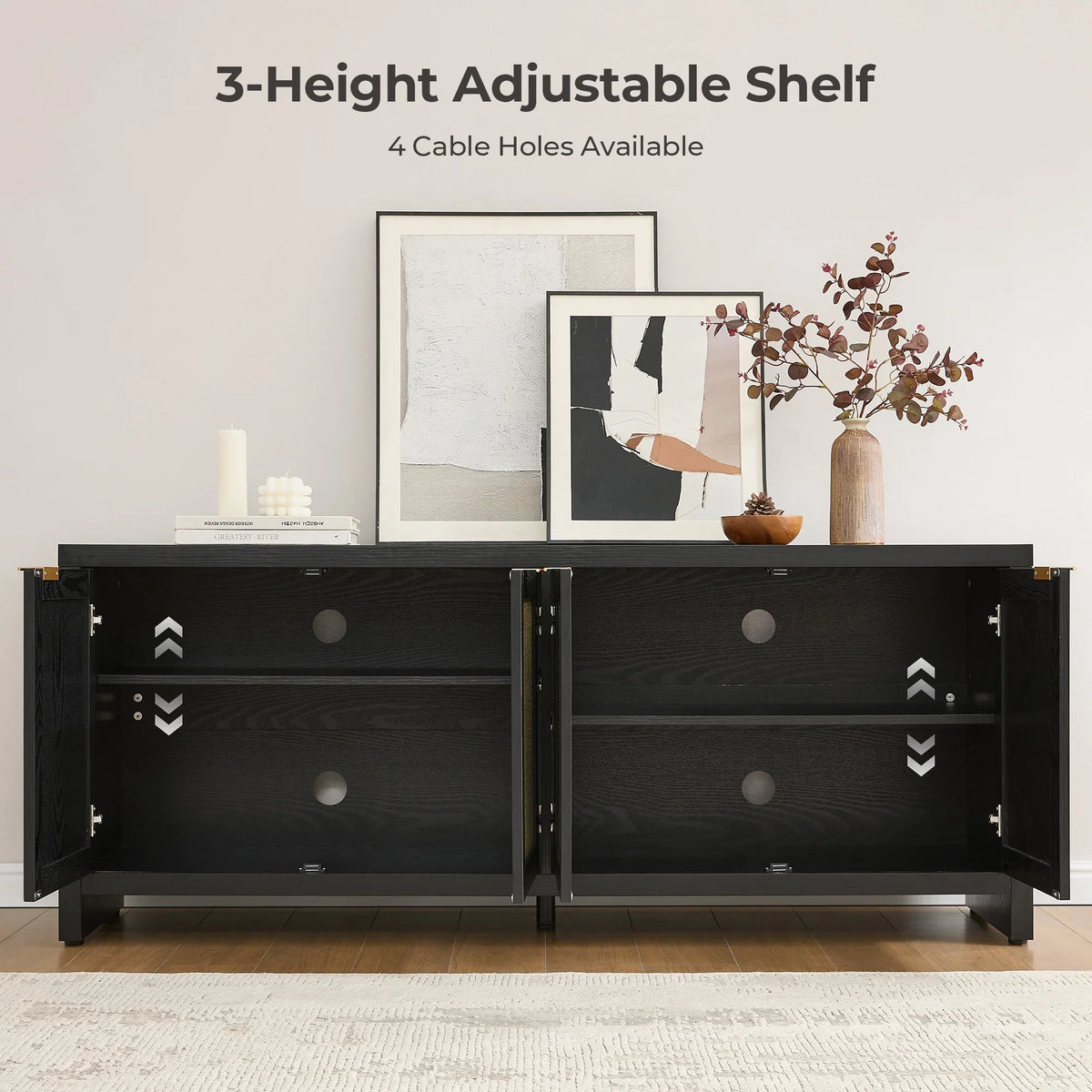 Savanna TV Storage Cabinet with 4 Doors, up to 65''