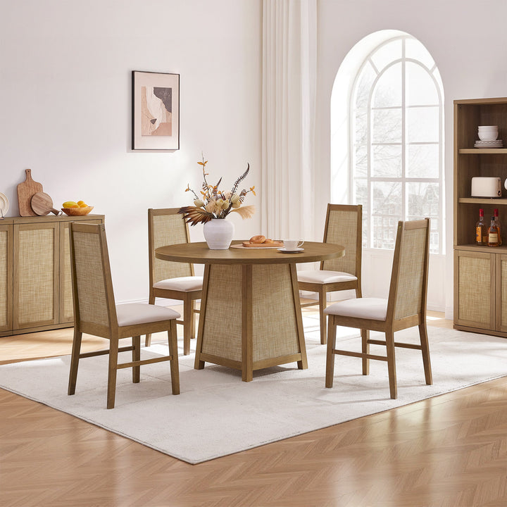 Savanna Upholstered Dining Chair, Solid Wood Frame, Set of 4