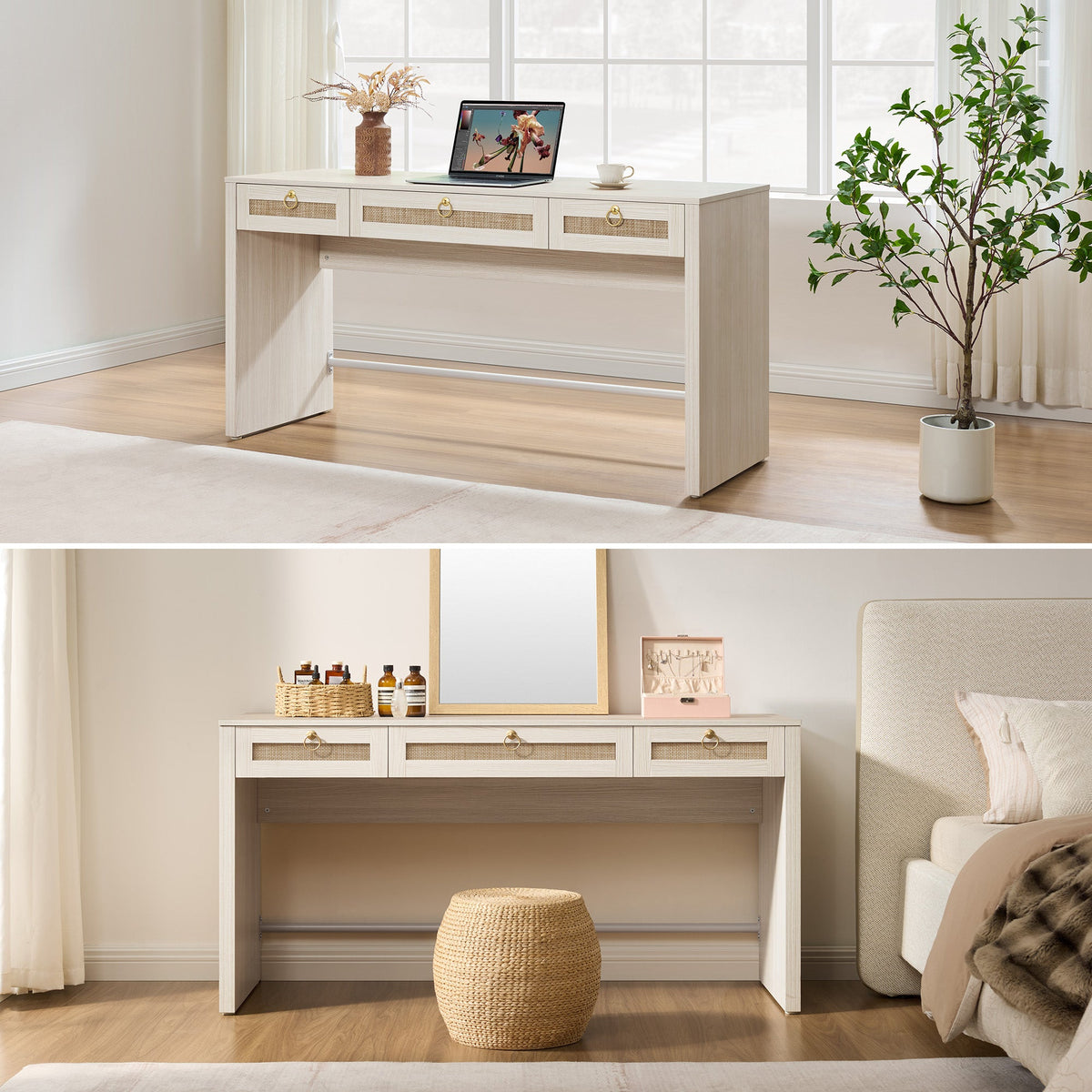 Terra Office Desk with 3 Drawers - Carbon Cherry - 2 Pieces