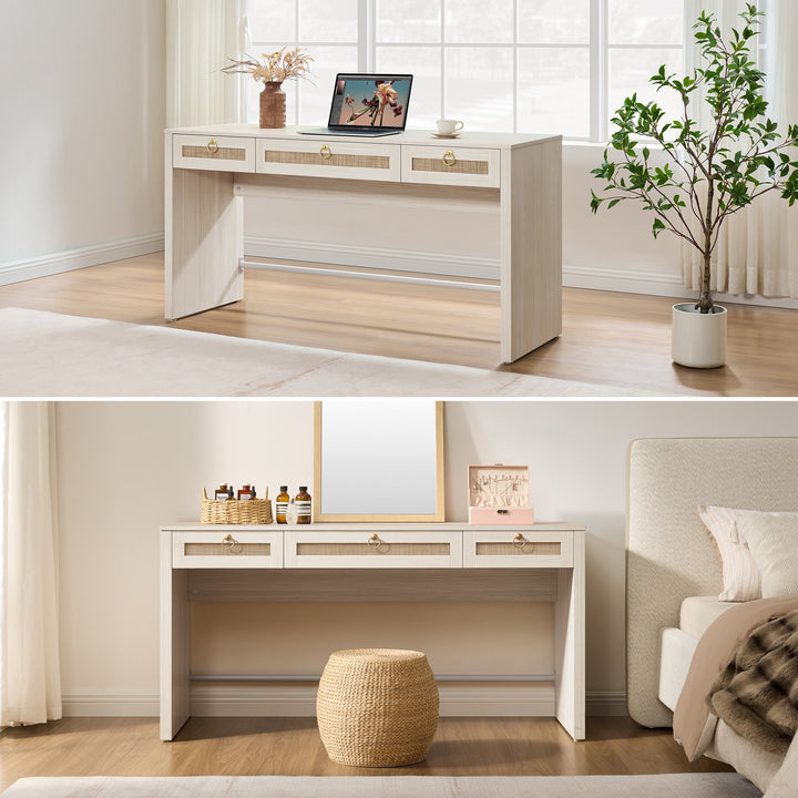Terra Office Desk with 3 Drawers - Carbon Cherry - 2 Pieces