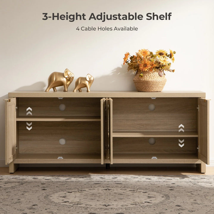 Savanna TV Stand, 4 Doors - 1 Piece - Reclaimed Caramel Oak