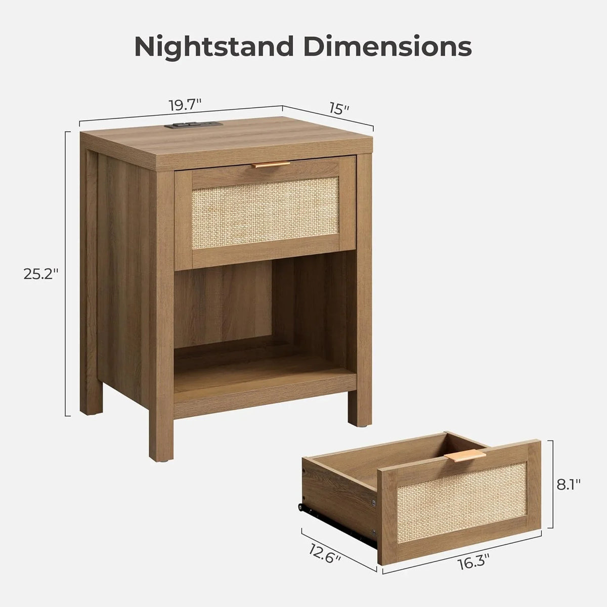 Savanna Nightstand with Charge Station