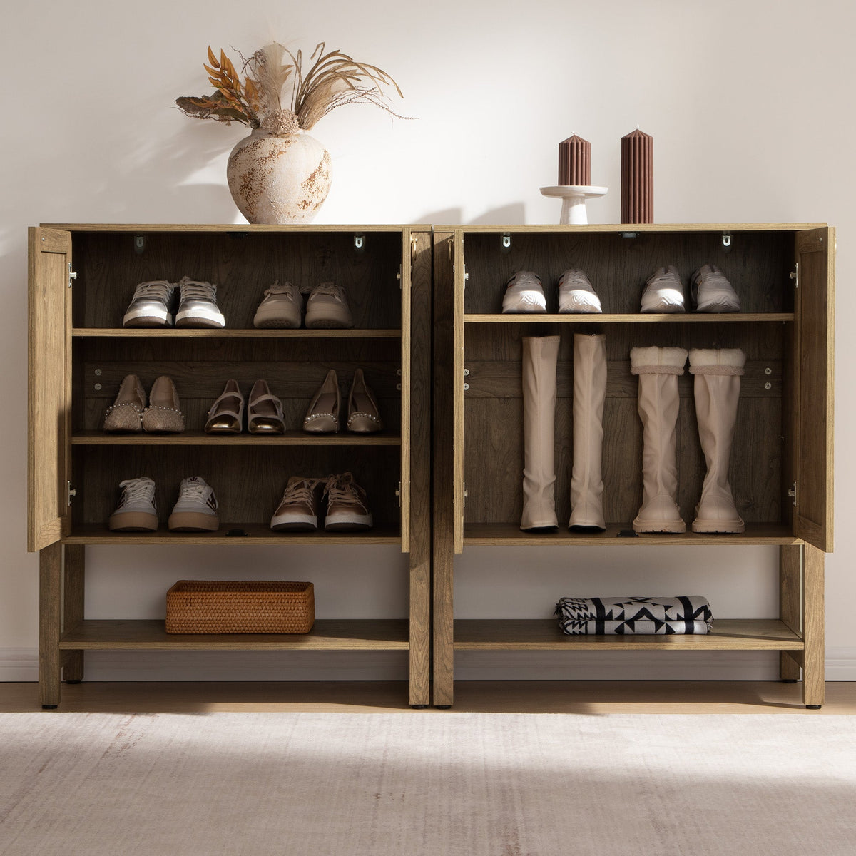 Terra Shoe Cabinet, 2 Doors - 3 Pieces - Obsidian