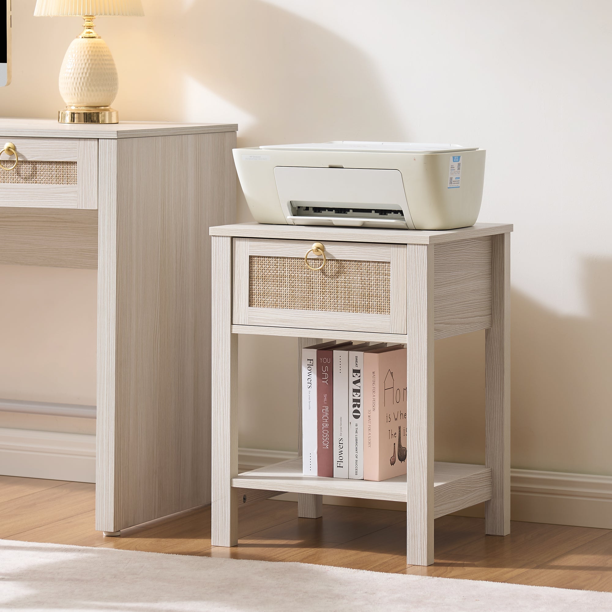 Terra Black Rattan Nightstand
