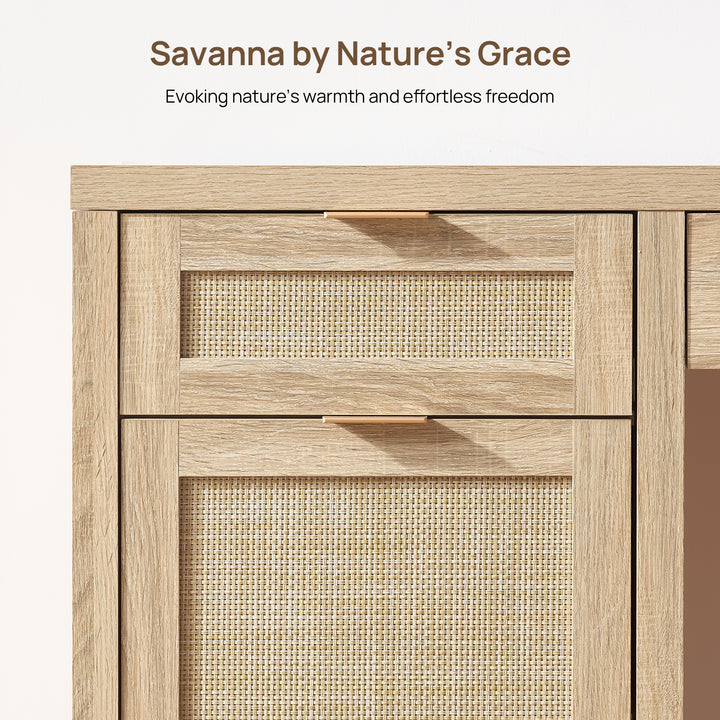 Savanna Rattan Computer Desk, Set of 2