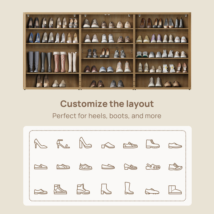 Zura Triple-Unit Shoe Cabinet, Holds 70 Pairs