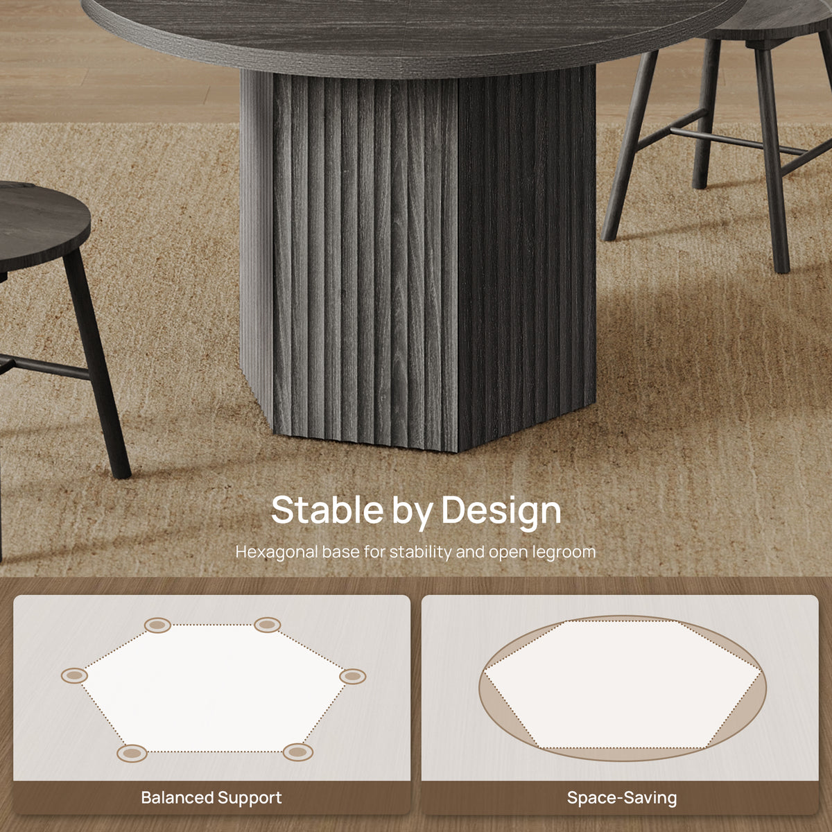 Cas Round Dining Table for 6