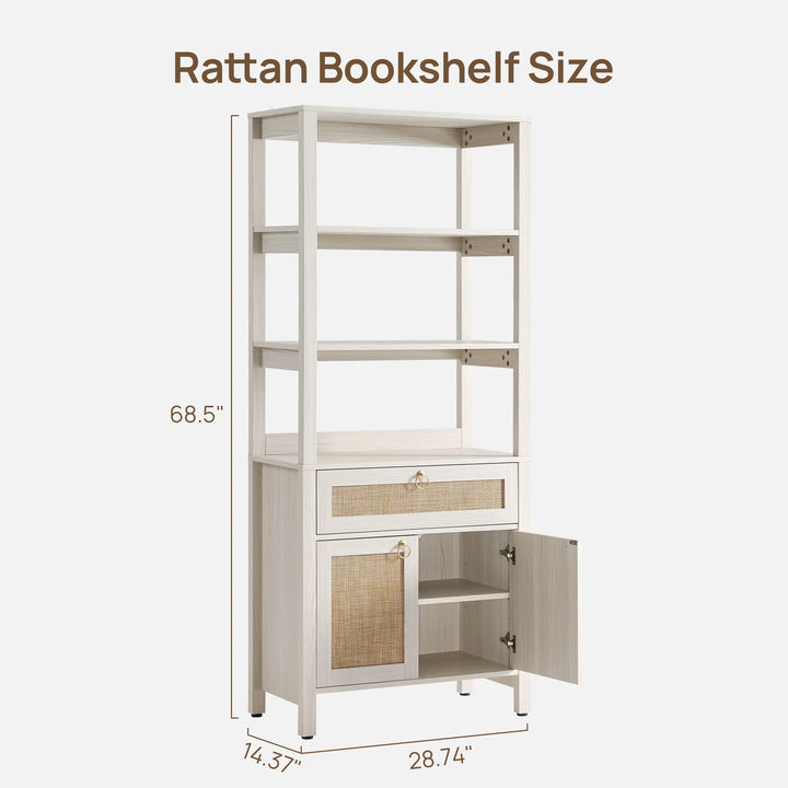 Terra 68.5Inch Bookshelf with Drawers