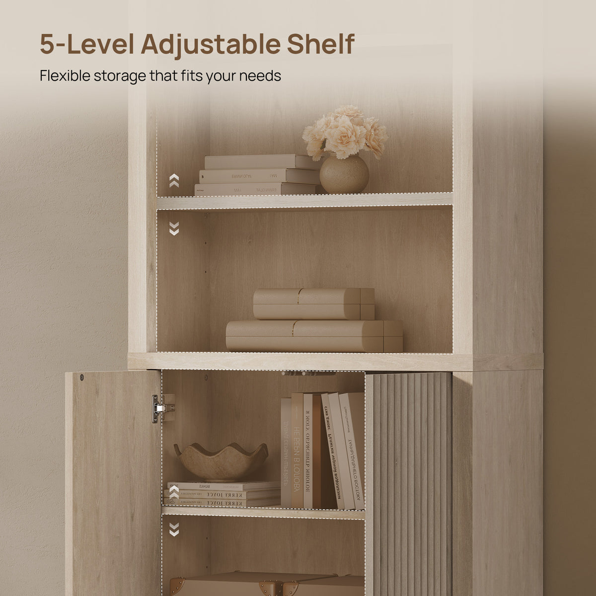 Cas Modern Arched Bookcase, Large Storage