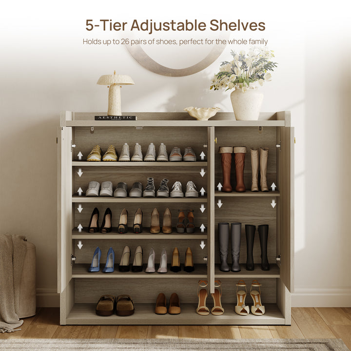 Helio 3 Doors Shoe Cabinet, Holds 26 Pairs
