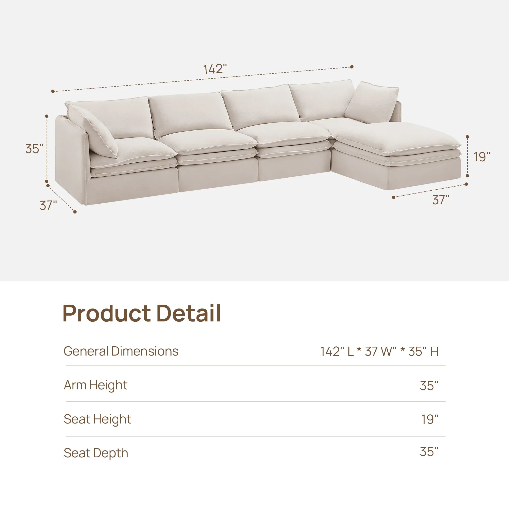 Eira Sectional L-Shape Sofa, Feather Down