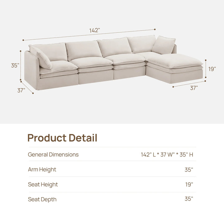 Eira Sectional L-Shape Sofa, Feather Down