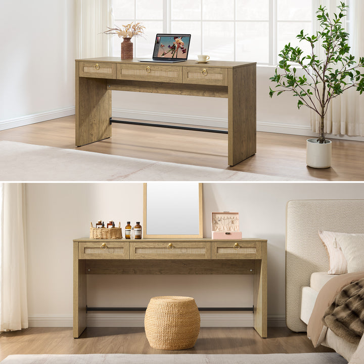 Terra Rattan Computer Desk, 59-Inch Wide