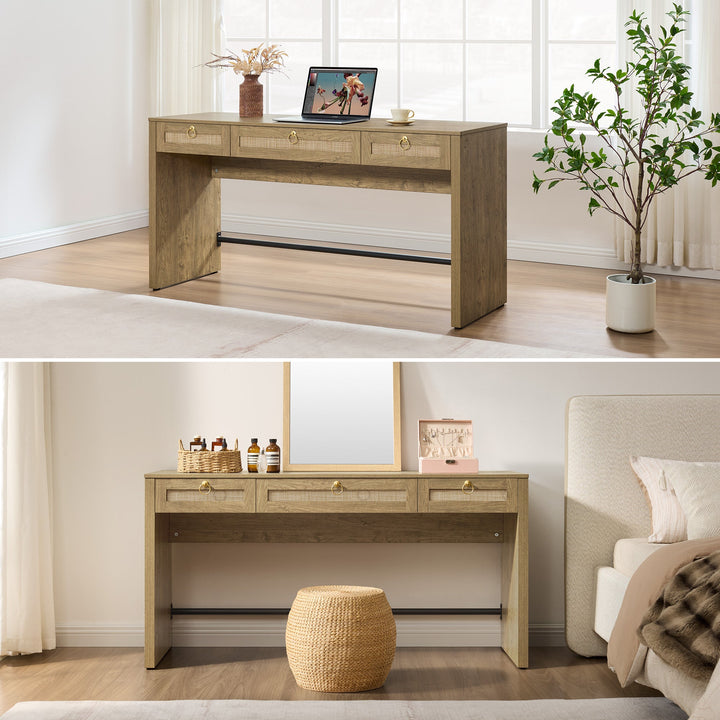 Terra Rattan Computer Desk, 59-Inch Wide