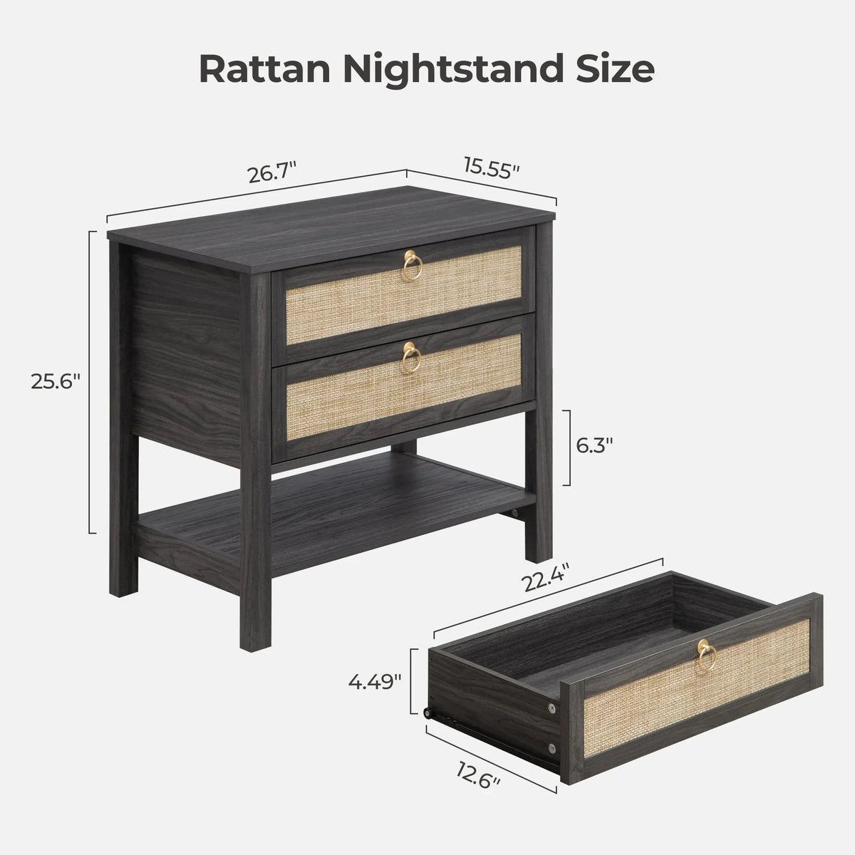 Terra Nightstand with 2 Drawers, Set of 2