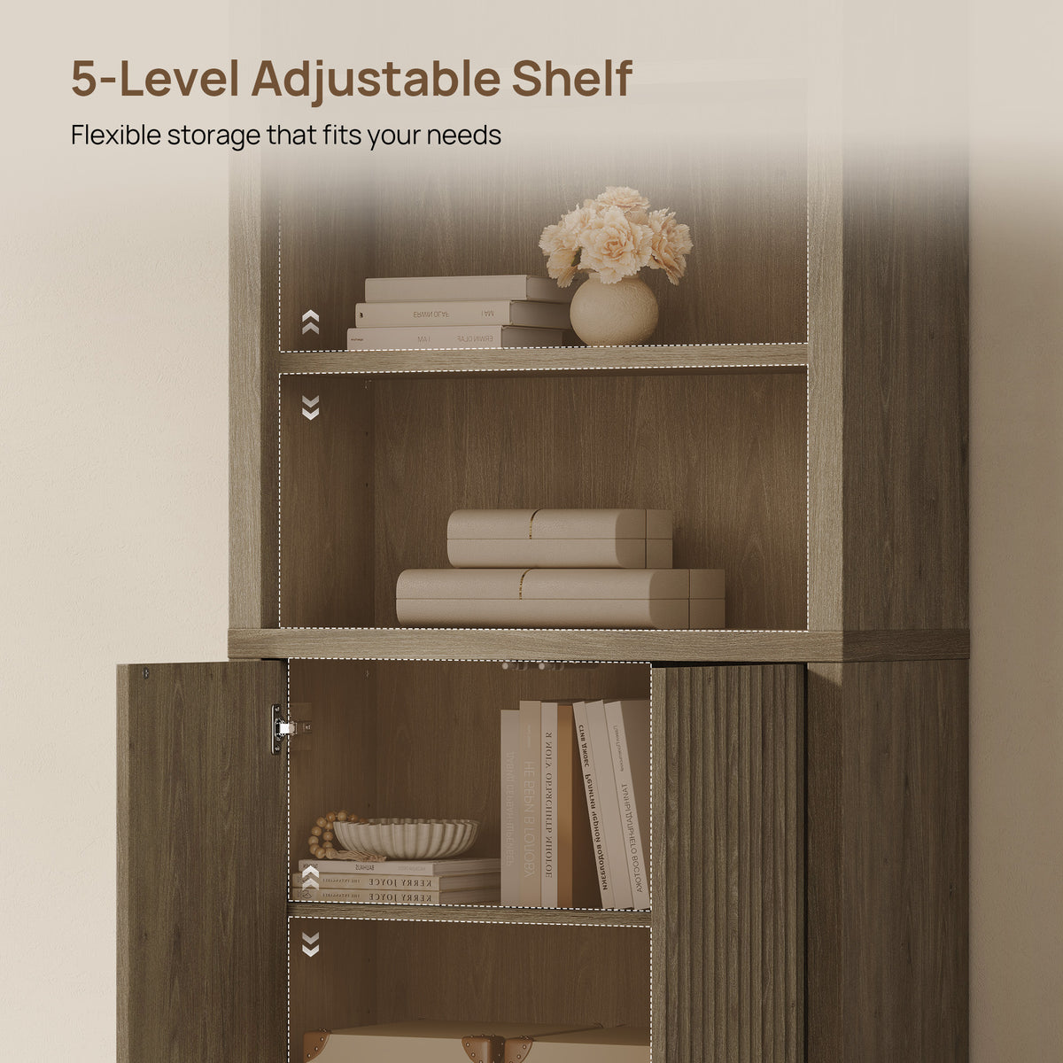 Cas Fluted 2-Door Bookcase, Arched Top