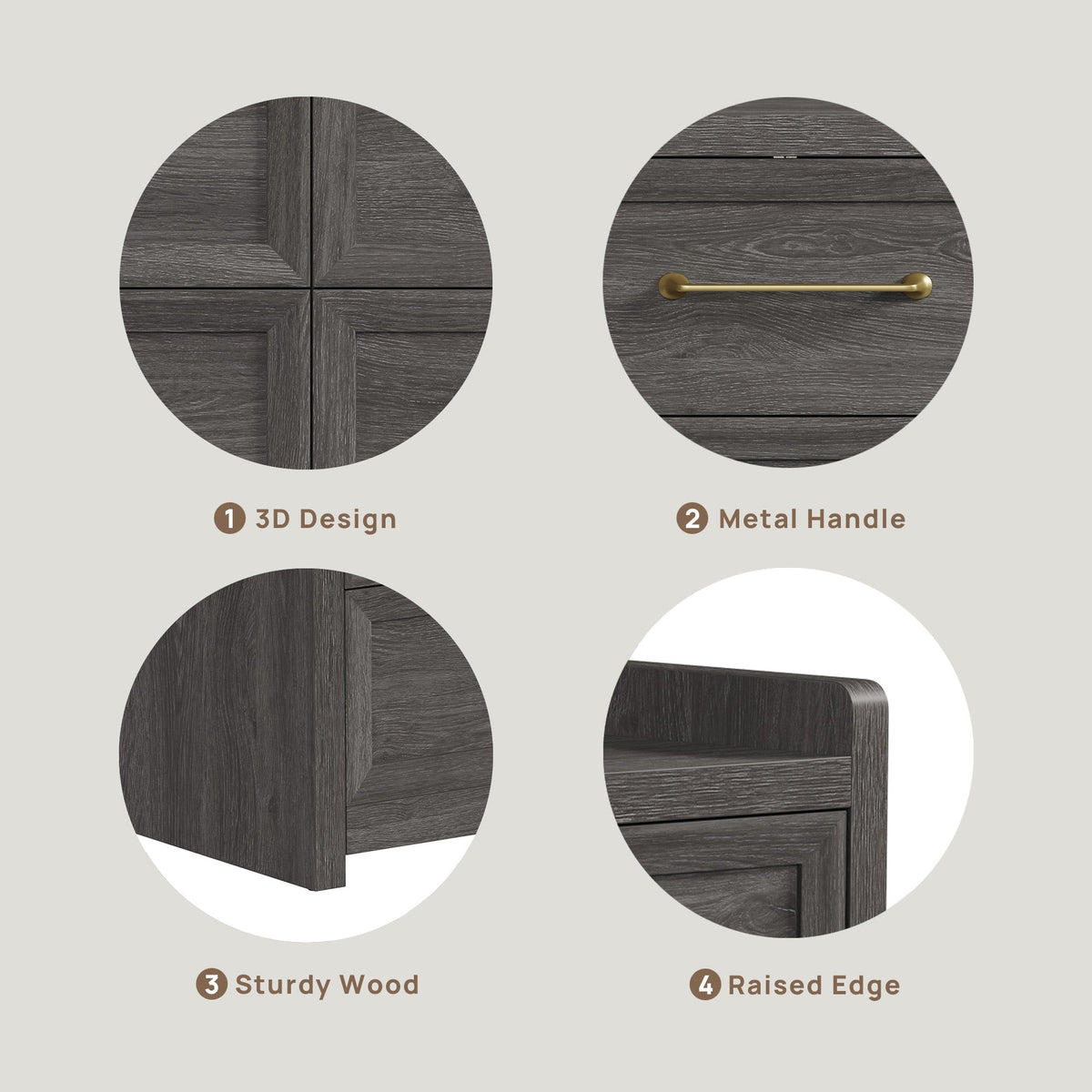 Helio 6-Drawer Dresser and Nightstands Set For Bedroom
