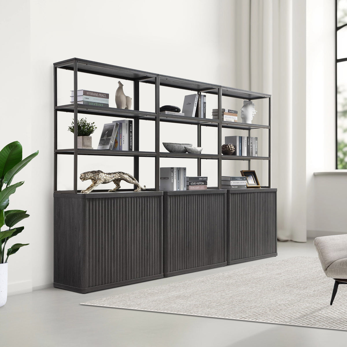 Cas Black Bookshelf, Set of 3