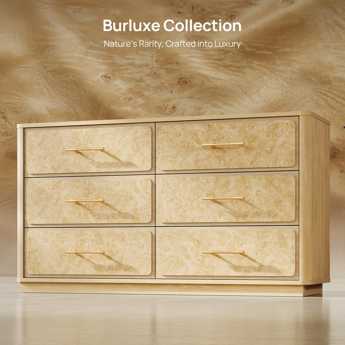 Burluxe Dresser with 6 Drawers, Large Storage