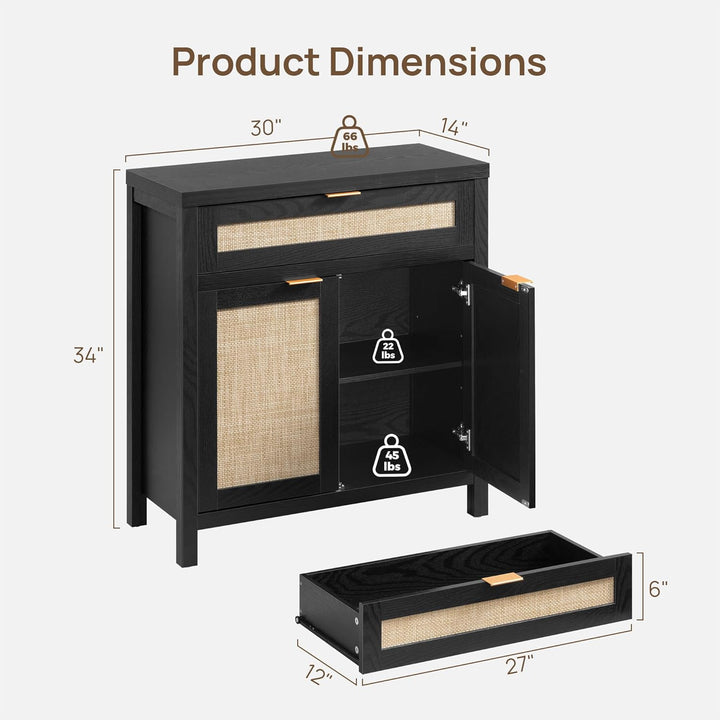 Savanna Black Buffet Cabinet with Storage