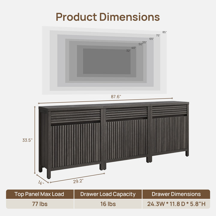 Prelude TV Stand with Drawer for 85'' TV