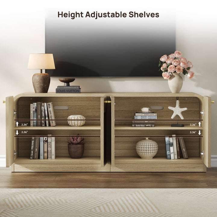 Crescent Rattan TV Stand with 4 Doors