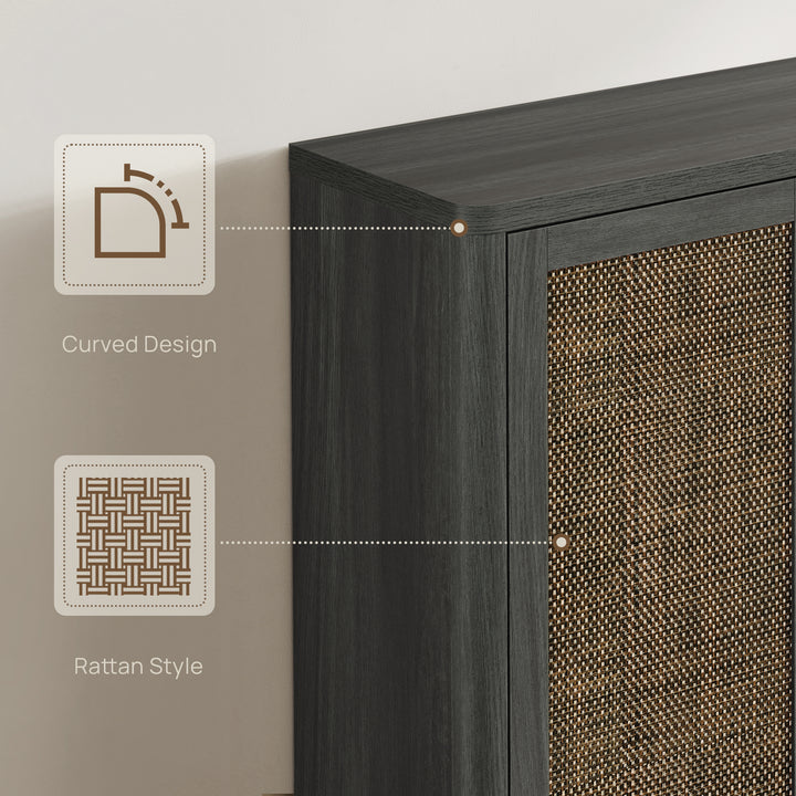 Zura 2-Piece Black Shoe Cabinet, Holds 50 Pairs